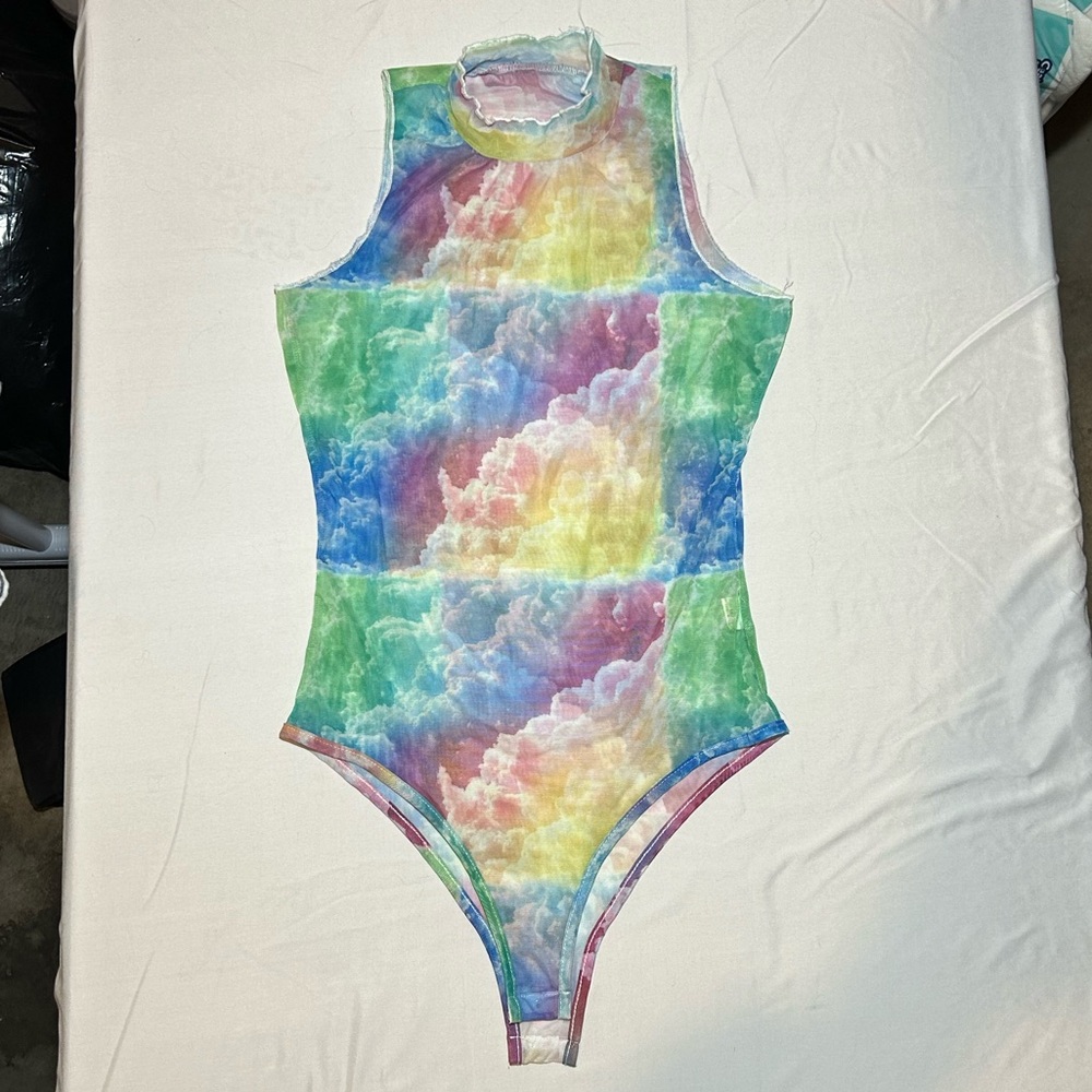 Colorful Clouds Mesh Bodysuit